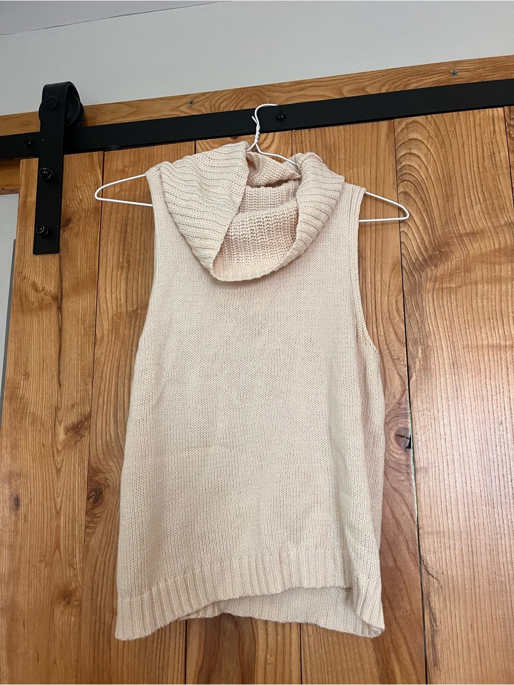 Sleeveless Cowl Neck Sweater Tank - Cream
